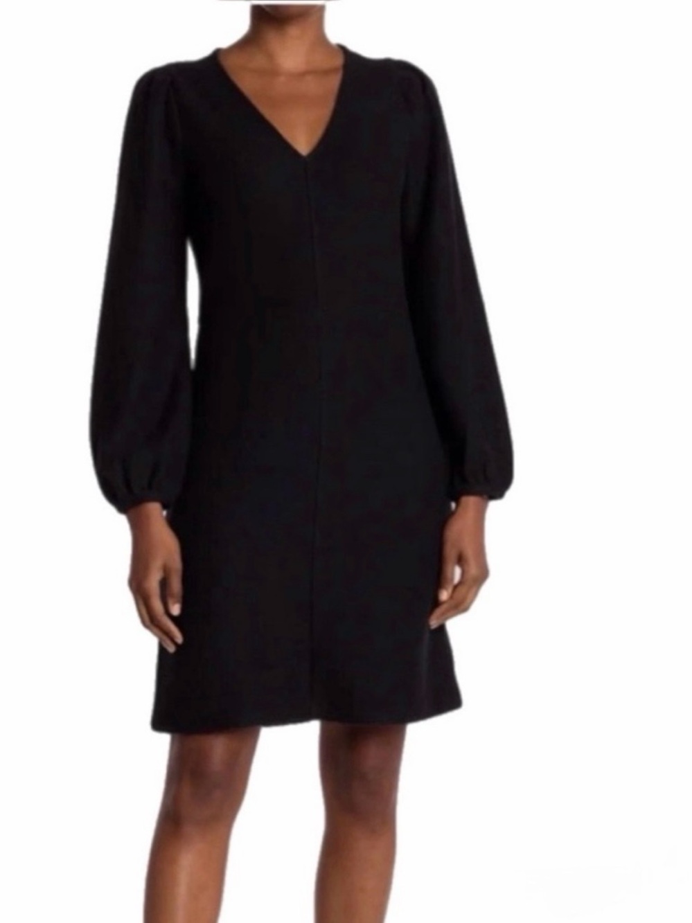 Madewell Minimalist Dark Night Texture Thread Balloon Sleeve Black Mini Dress M